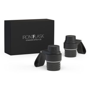 IRON °FLASK Official Standard/Narrow Mouth Spout Lid 2.0 Set, Midnight Black - 2 Leakproof Replacement Chug Lids with Carry Handles, BPA-Free, Fits All Iron Flask Narrow Mouth Bottles